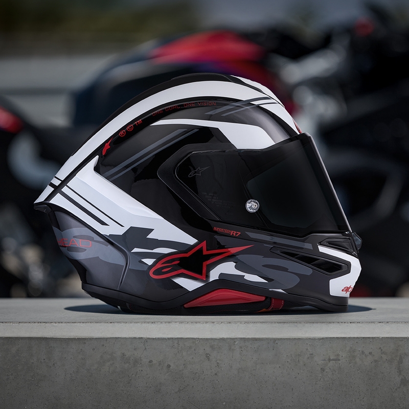 Integrální helma na motorku Alpinestars S-R7 A-Core černo-bílo-červená