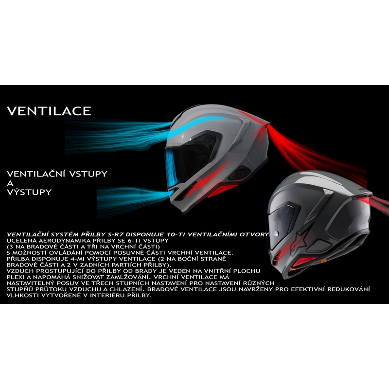 Integrální helma na motorku Alpinestars S-R7 A-Core černo-bílo-červená