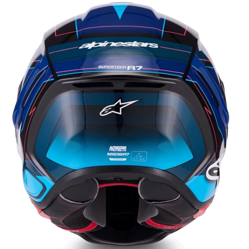 Integrální helma na motorku Alpinestars S-R7 Kinetis černo-modro-fluo růžovo-bílá