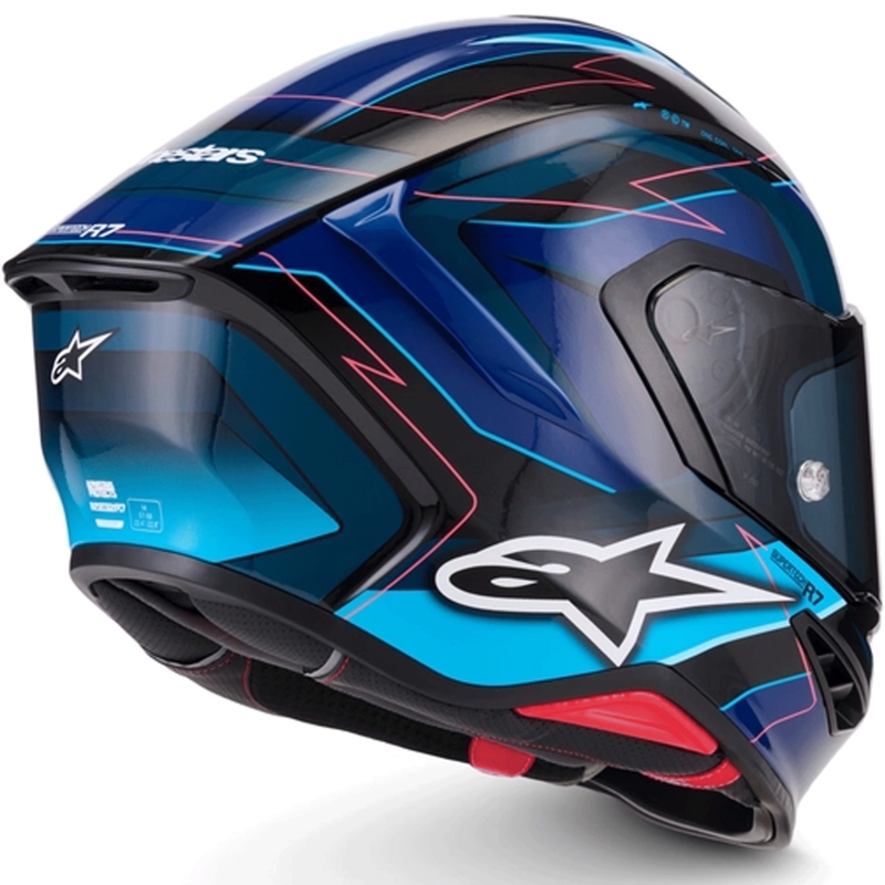 Integrální helma na motorku Alpinestars S-R7 Kinetis černo-modro-fluo růžovo-bílá