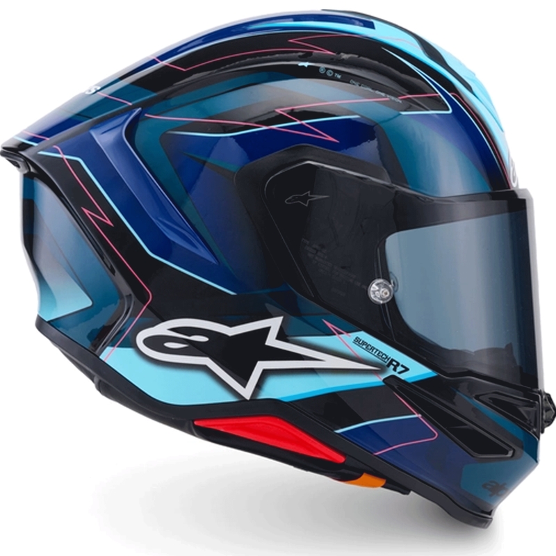 Integrální helma na motorku Alpinestars S-R7 Kinetis černo-modro-fluo růžovo-bílá