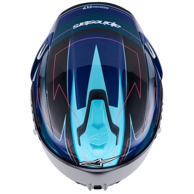 Integrální helma na motorku Alpinestars S-R7 Kinetis černo-modro-fluo růžovo-bílá