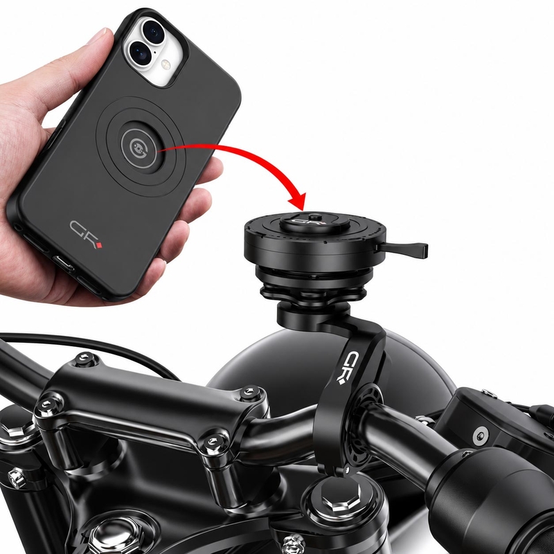 Držák telefonu na řídítka motocyklu se zakřivením GRxplore MT10 černý