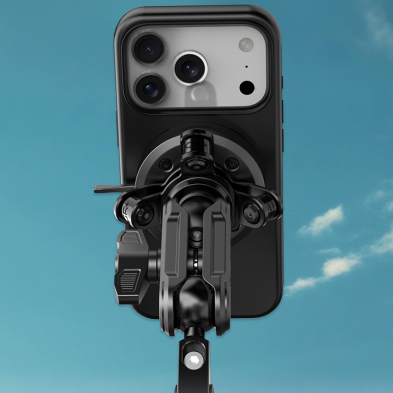 Držák telefonu na řídítka motocyklu s 3D polyamidovým tlumičem vibrací GRxplore MT6 černý