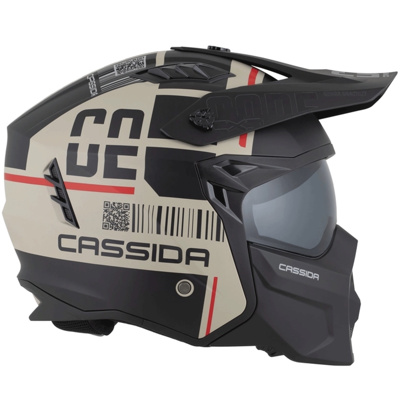 Modulární helma na motorku Cassida Cross Country Code matná pískovo-černo-červená