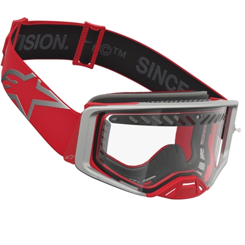Motokrosové brýle Alpinestars Supertech Dura Air Fluid červeno-stříbrná s čirým plexi