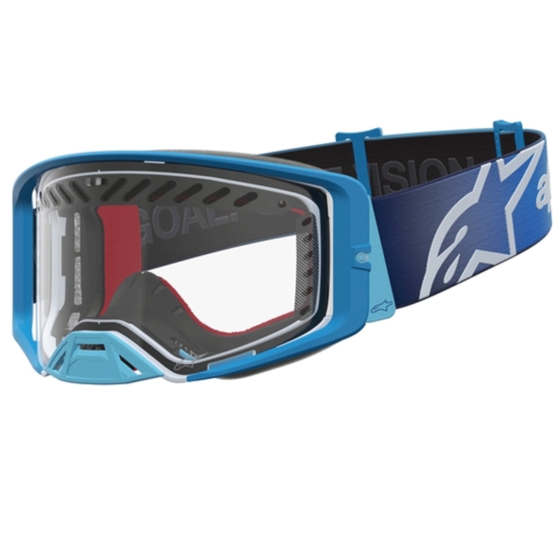 Motokrosové brýle Alpinestars Supertech Dura Air Fluid modro-stříbrné s čirým plexi