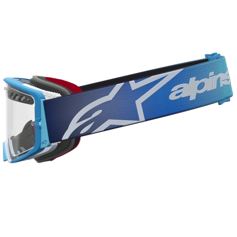 Motokrosové brýle Alpinestars Supertech Dura Air Fluid modro-stříbrné s čirým plexi