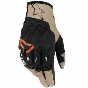 Motokrosové rukavice Alpinestars Techdura černo-hnědo-fluo červené