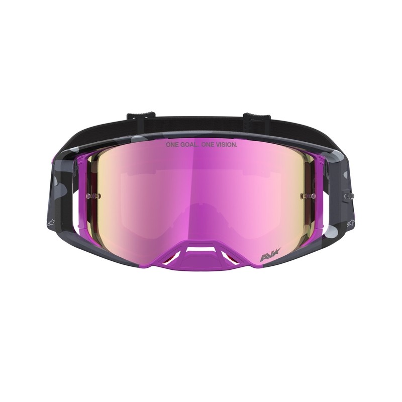 Motokrosové brýle Alpinestars Supertech Lone fialové camo se zrcadlově růžovým plexi