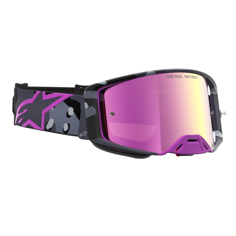 Motokrosové brýle Alpinestars Supertech Lone fialové camo se zrcadlově růžovým plexi