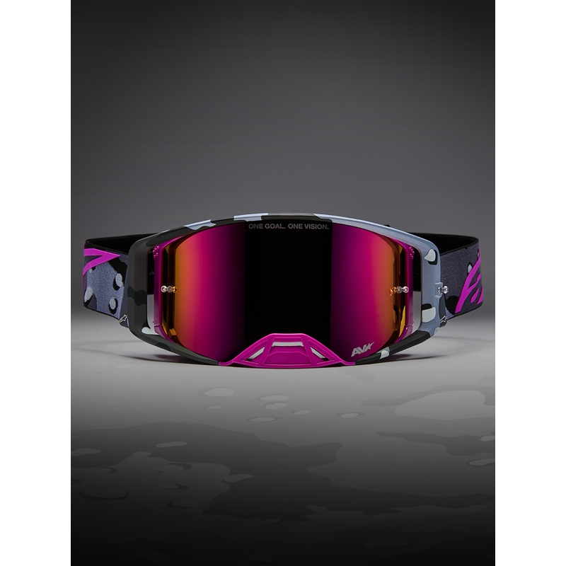 Motokrosové brýle Alpinestars Supertech Lone fialové camo se zrcadlově růžovým plexi