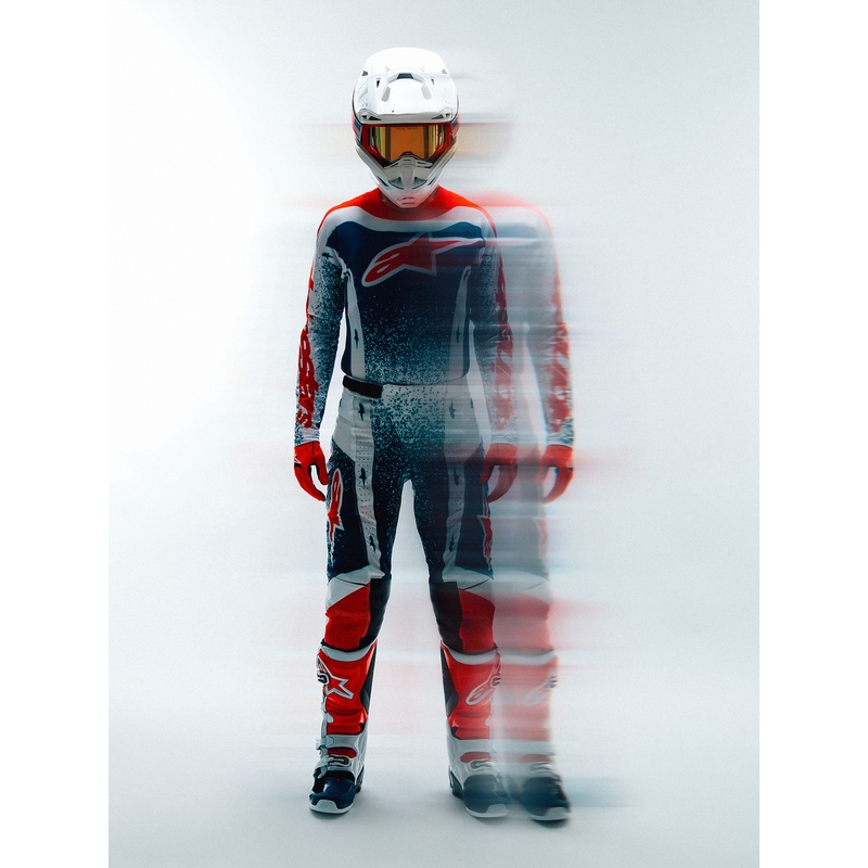 Motokrosové kalhoty Alpinestars Techstar limitovaná edice Unity červeno-bílo-modré