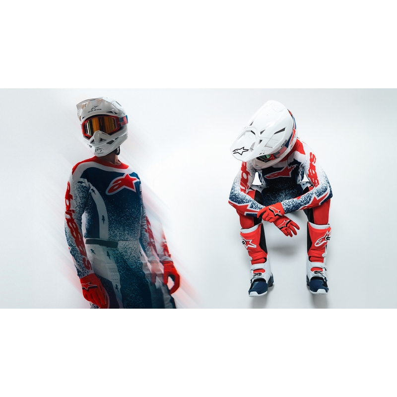 Motokrosové kalhoty Alpinestars Techstar limitovaná edice Unity červeno-bílo-modré