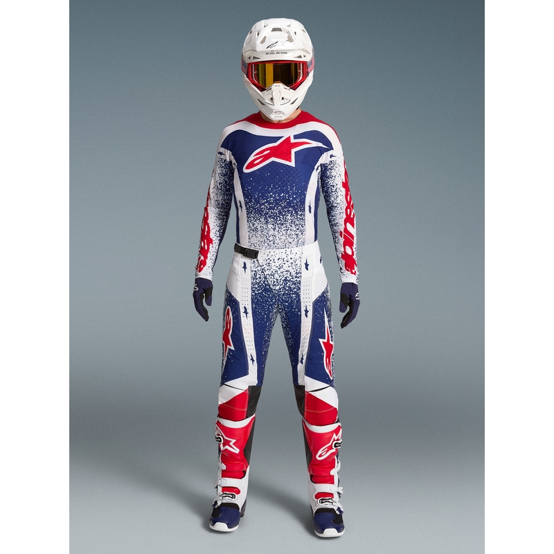 Motokrosové kalhoty Alpinestars Techstar limitovaná edice Unity červeno-bílo-modré