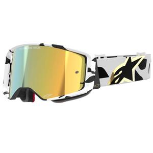 Motokrosové brýle Alpinestars Supertech Corp bílo-zlaté se zrcadlovým zlatým zorníkem