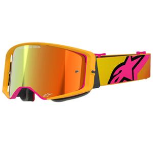 Motokrosové brýle Alpinestars Supertech Corp žluto-růžové se zrcadlovým červeným zorníkem