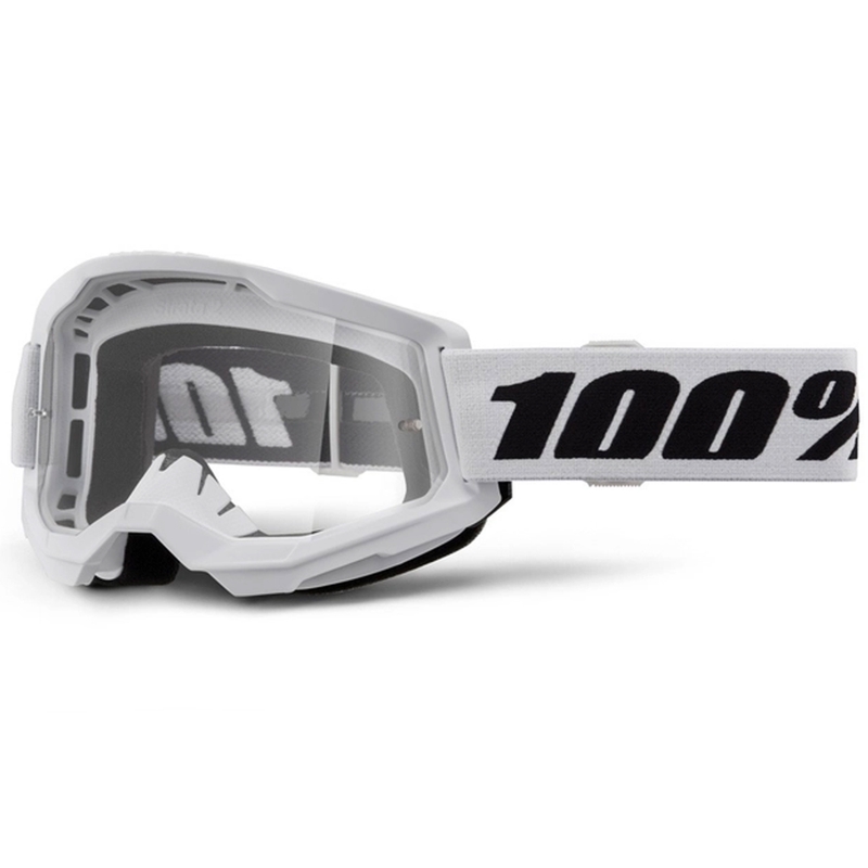 Motokrosové brýle 100% STRATA 2 New bílé (čiré plexi)