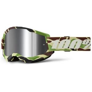Motokrosové brýle 100% STRATA 2 New War Camo zelené (stříbrné plexi)