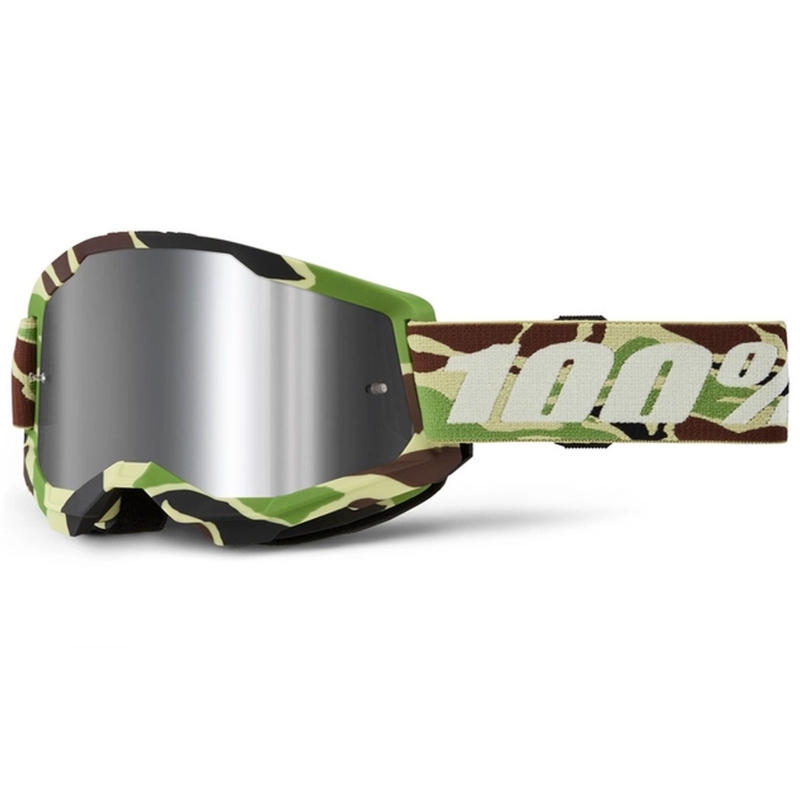 Motokrosové brýle 100% STRATA 2 New War Camo zelené (stříbrné plexi)