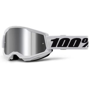 Motokrosové brýle 100% STRATA 2 New bílé (stříbrné plexi)