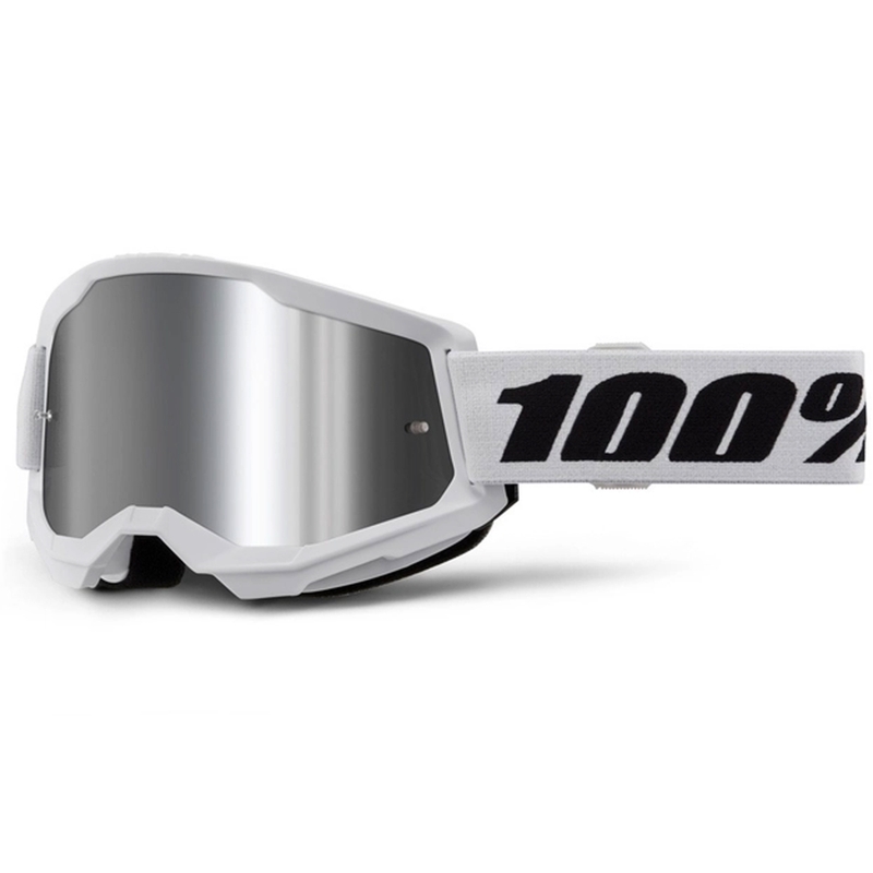 Motokrosové brýle 100% STRATA 2 New bílé (stříbrné plexi)