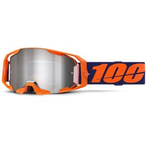 Motokrosové brýle 100% ARmatic Neon Orange se stříbrným zrcadlovým plexi