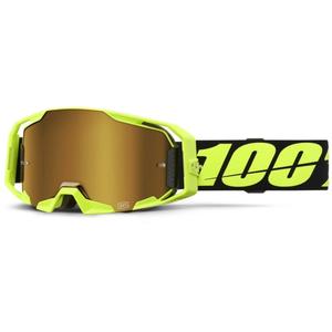 Motokrosové brýle 100% ARmatic Neon Yellow se zlatým true plexi