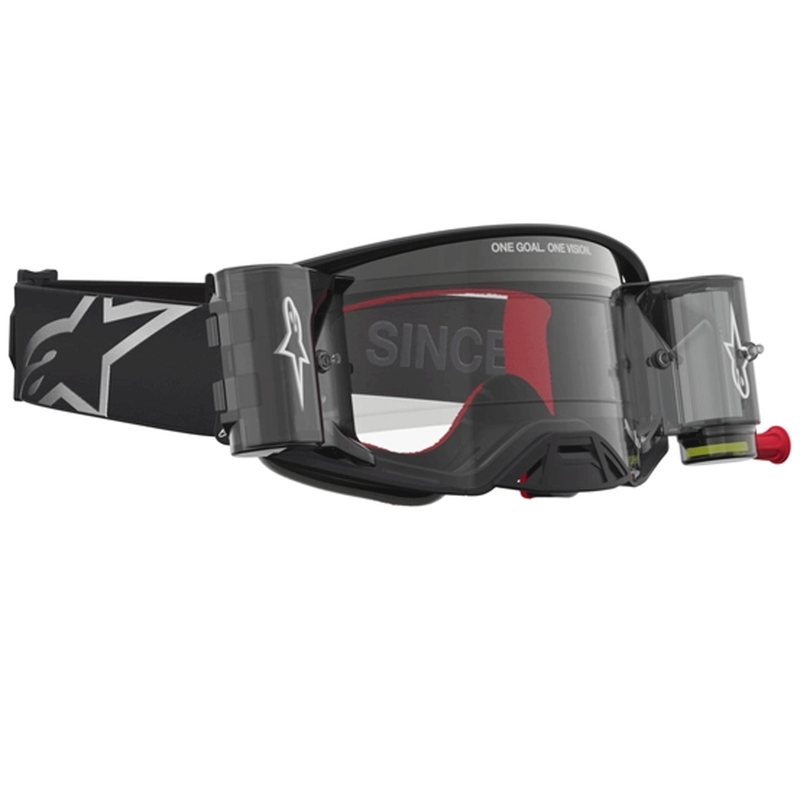 Motokrosové brýle Alpinestars Supertech ROLL-OFF černo-stříbrné s čirým plexi