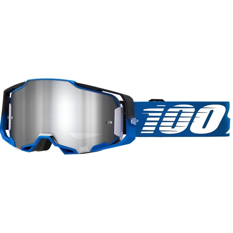 Motokrosové brýle 100% ARMEGA Rockchuck černo-bílo-modré (stříbrné plexi)