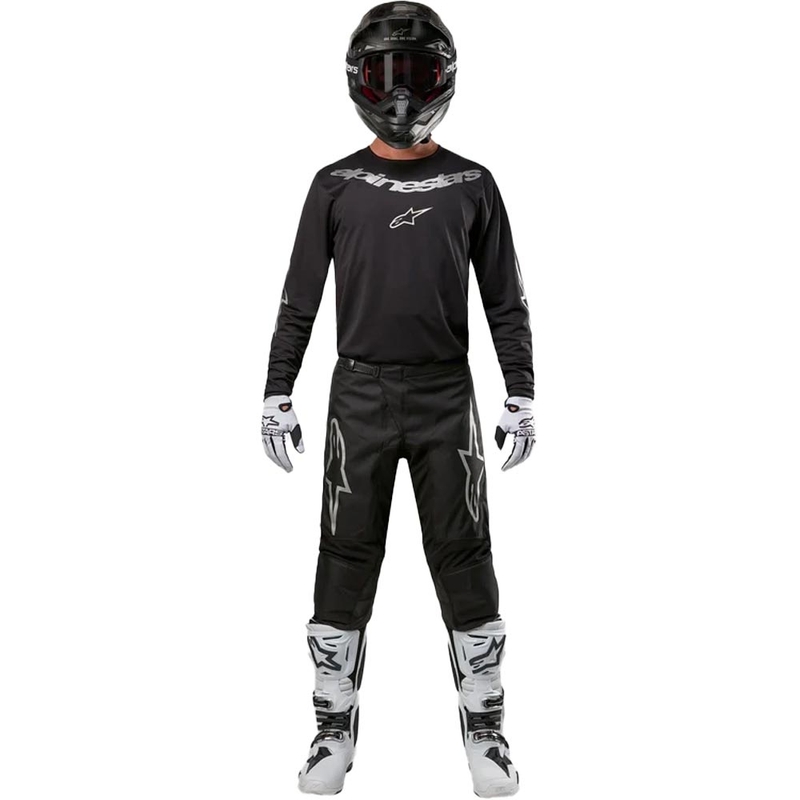 Motokrosové kalhoty Alpinestars Fluid Graphite černo-stříbrné