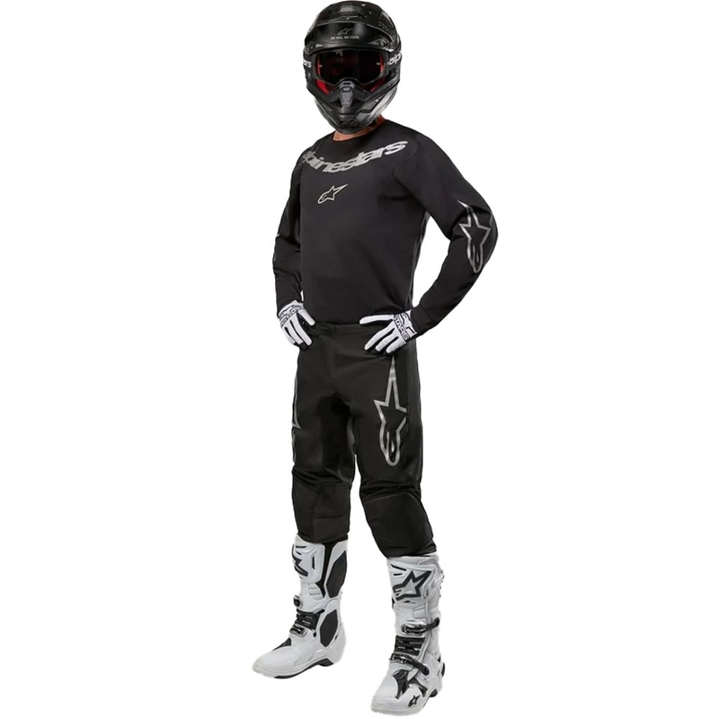 Motokrosové kalhoty Alpinestars Fluid Graphite černo-stříbrné