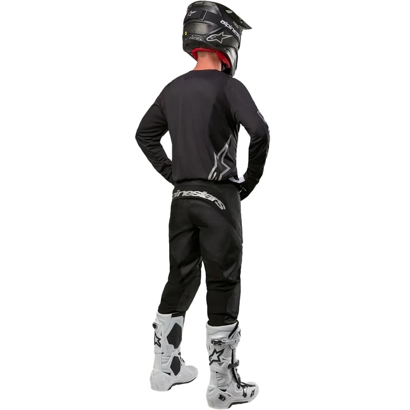 Motokrosové kalhoty Alpinestars Fluid Graphite černo-stříbrné