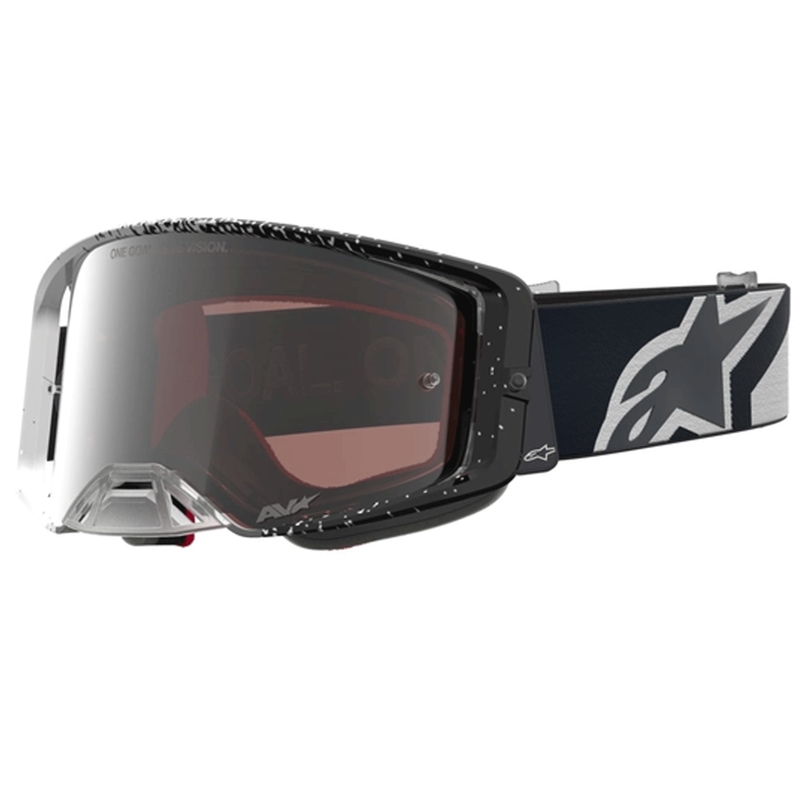 Motokrosové brýle Alpinestars Supertech bílo-černé se zrcadlově stříbrným plexi