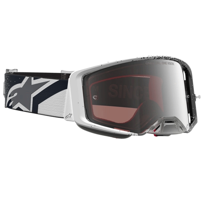 Motokrosové brýle Alpinestars Supertech bílo-černé se zrcadlově stříbrným plexi