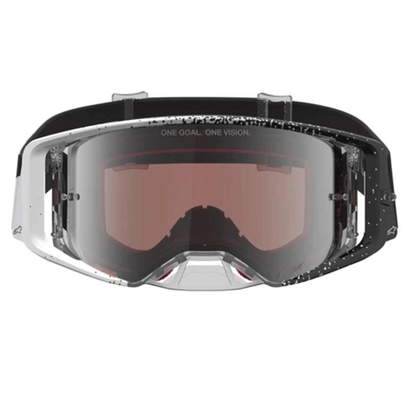 Motokrosové brýle Alpinestars Supertech bílo-černé se zrcadlově stříbrným plexi
