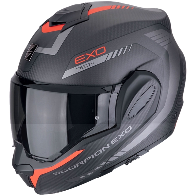 Překlápěcí helma na motorku Scorpion EXO-TECH EVO CARBON COSY matná černo-červená - II. jakost
