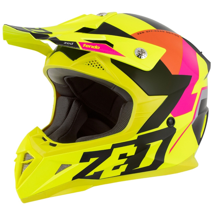 Dětská motokrosová helma ZED X1.9 Tendo fluo žluto-růžovo-oranžovo-černá - II. jakost