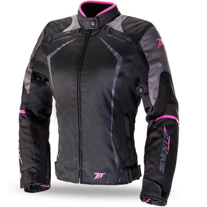 Dámská bunda na motorku SEVENTY DEGREES SD-JR49 černo-růžová - II. jakost