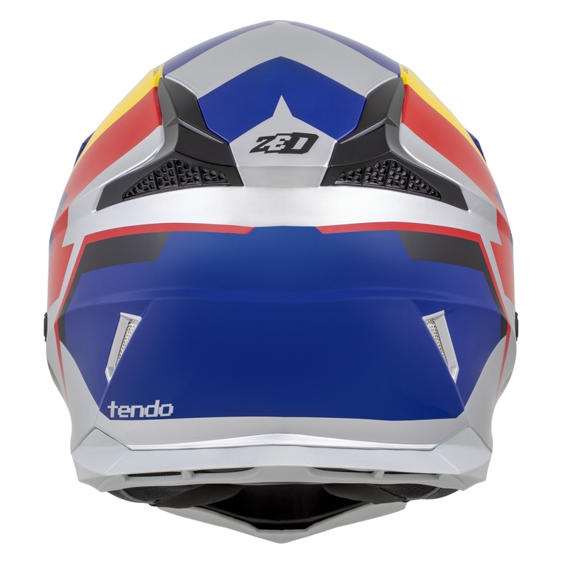 Motokrosová helma ZED X1.9 Tendo perleťově modro-červeno-žluto-stříbrná - II. jakost