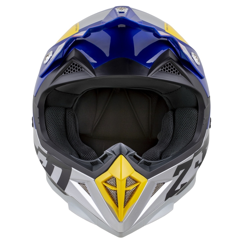 Motokrosová helma ZED X1.9 Tendo perleťově modro-červeno-žluto-stříbrná - II. jakost