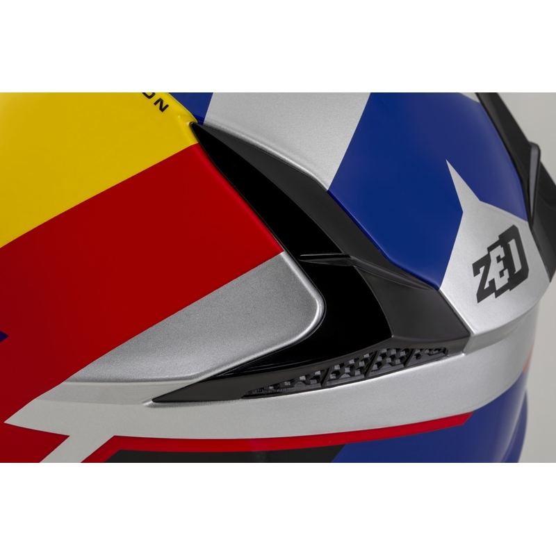 Motokrosová helma ZED X1.9 Tendo perleťově modro-červeno-žluto-stříbrná - II. jakost