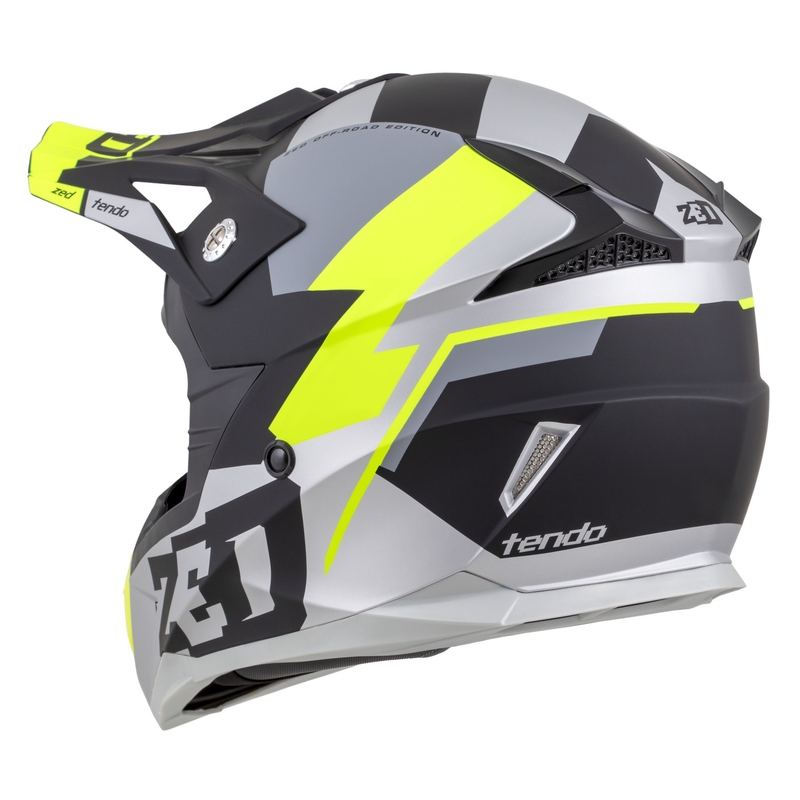 Dětská motokrosová helma ZED X1.9D TENDO matná černo-tmavě šedo-světle šedo-fluo žlutá - II. jakost