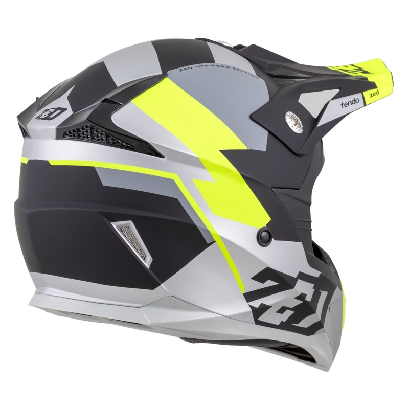 Dětská motokrosová helma ZED X1.9D TENDO matná černo-tmavě šedo-světle šedo-fluo žlutá - II. jakost