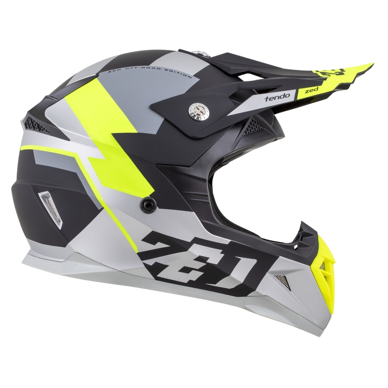 Dětská motokrosová helma ZED X1.9D TENDO matná černo-tmavě šedo-světle šedo-fluo žlutá - II. jakost