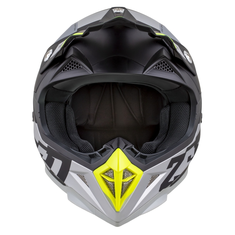 Dětská motokrosová helma ZED X1.9D TENDO matná černo-tmavě šedo-světle šedo-fluo žlutá - II. jakost