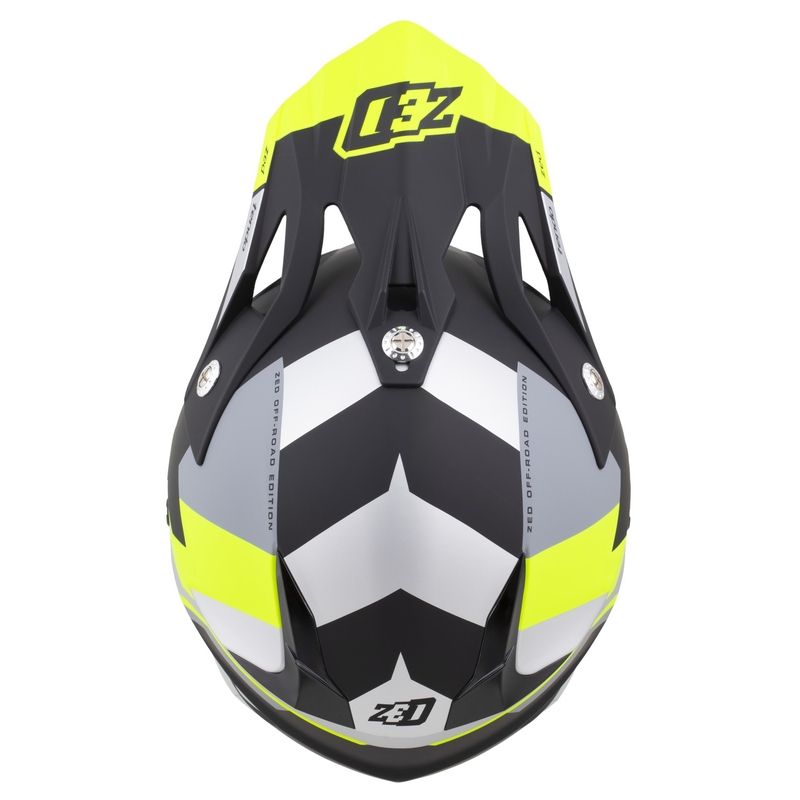 Dětská motokrosová helma ZED X1.9D TENDO matná černo-tmavě šedo-světle šedo-fluo žlutá - II. jakost