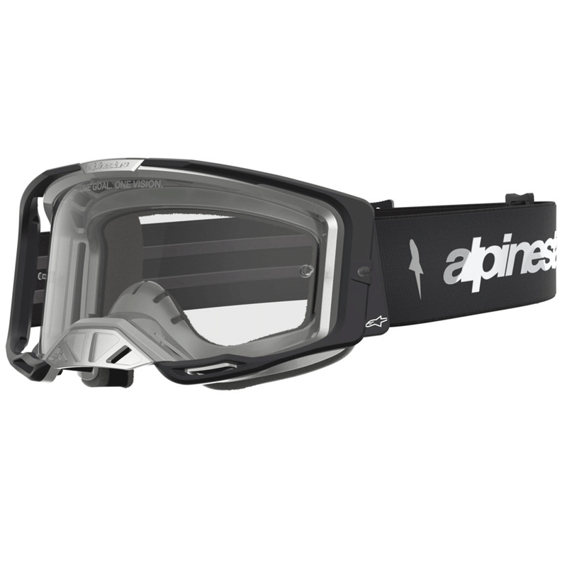 Motokrosové brýle Alpinestars Vision 8 Amber černo-stříbrné s čirým plexi