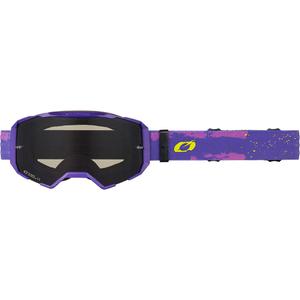 Motokrosové brýle O´Neal B-22 Paint fialovo-fluo žluté s šedým plexi