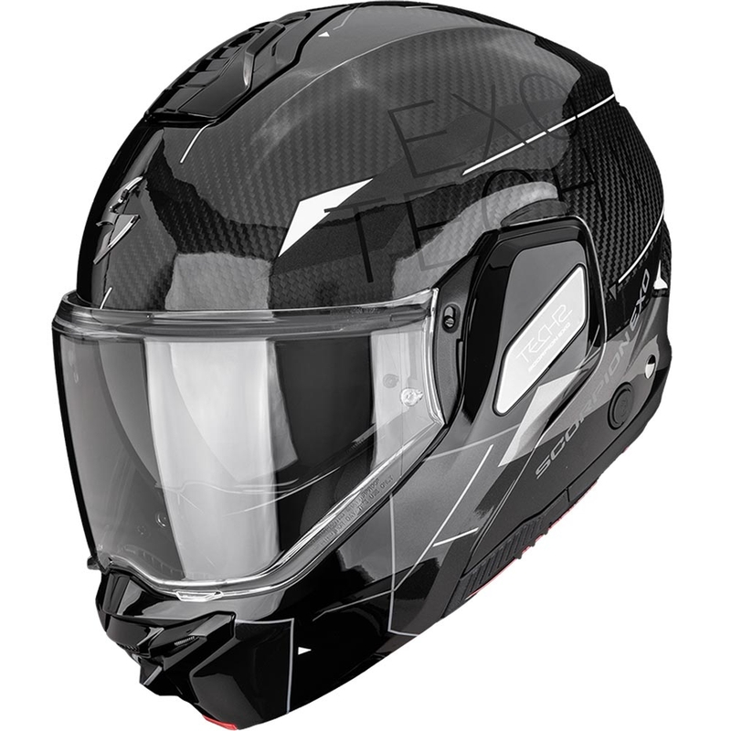 Překlápěcí helma na motorku Scorpion EXO-TECH II Carbon Viator černo-stříbrná